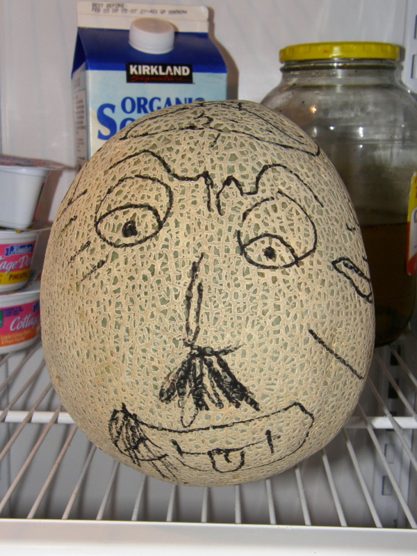 melon-head ...things my almost 13 yr old does when she's bored, lol.