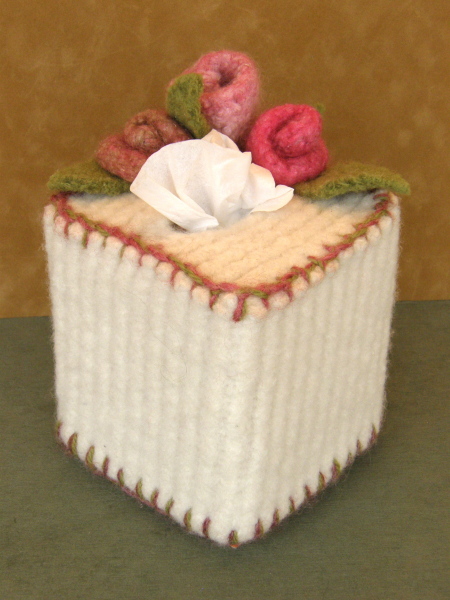 Felted Rosette Tissue Box