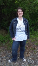 Megan in her Do Your Worsted! Tee
